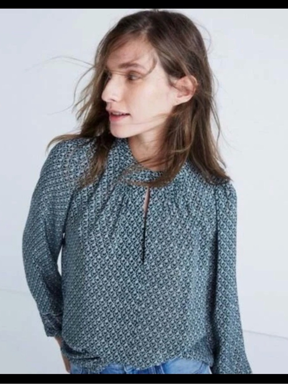 Madewell Silk Memory In Green Bandana Blouse Medium